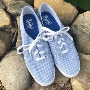 Keds - Plaid, blue and white